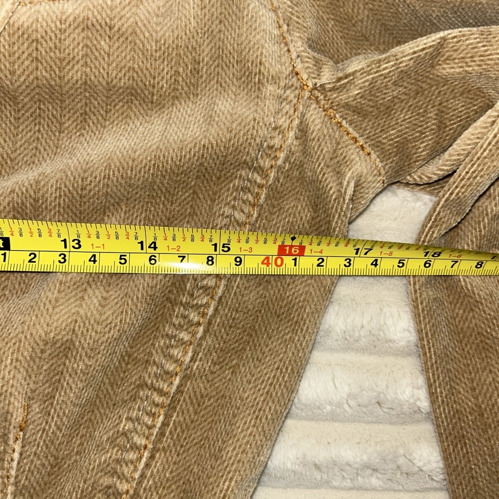 Y2K Paris Blues Women L Beige Cotton Herringbone Corduroy LS Blazer Jacket - Picture 5 of 9